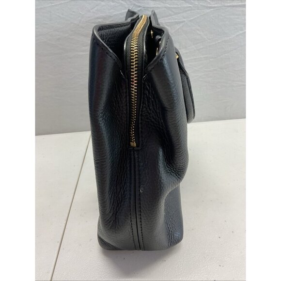 Michael‎ Kors MK Black Pebbled Leather Tote Bag Handbag double handle footed - Picture 7 of 11